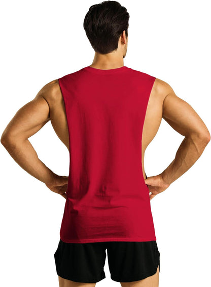Men'S 3 Pack Open Side Athletic Gym Muscle Tank Tops Workout Bodybuilding Fitness Sleeveless Shirt Black & Wine Red & Yellow XXL