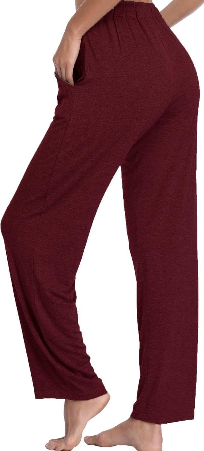Women'S Yoga Pants Long Modal Comfy Drawstring Trousers Loose Straight-Leg for Yoga Running Sporting with Pockets