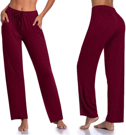 Women'S Yoga Pants Long Modal Comfy Drawstring Trousers Loose Straight-Leg for Yoga Running Sporting with Pockets