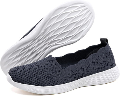 Women'S Slip on Loafer Shoes - Mesh Casual Ballet Flat Nurse Walking Sneakers Knit round Toe Casual Memory Foam Shoes