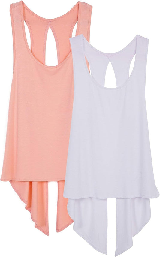 Tie Back Yoga Tops for Women, Lightweight Workout Athletic Tanks, Breathable Gym Shirts