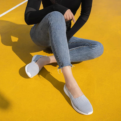 Women'S Slip on Loafer Shoes - Mesh Casual Ballet Flat Nurse Walking Sneakers Knit round Toe Casual Memory Foam Shoes