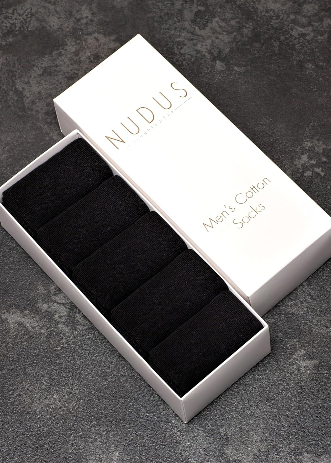 NUDUS Men’S Cotton Dress Socks - 5 Pair Gift Box - Soft, Thin and Breathable