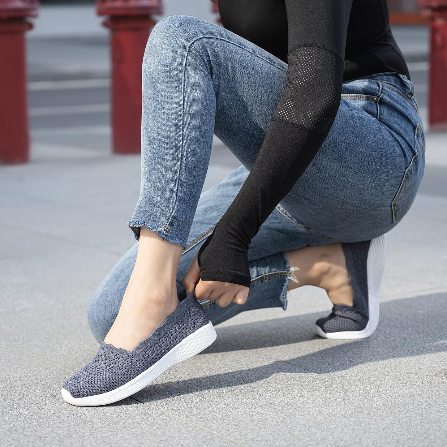 Women'S Slip on Loafer Shoes - Mesh Casual Ballet Flat Nurse Walking Sneakers Knit round Toe Casual Memory Foam Shoes