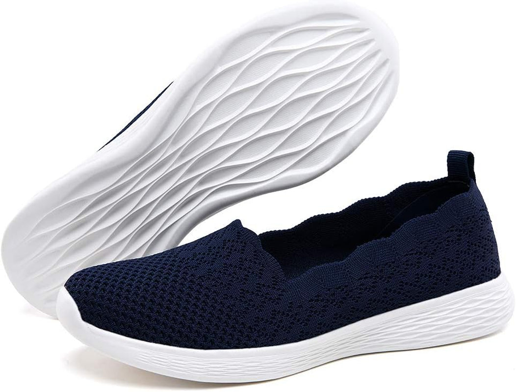 Women'S Slip on Loafer Shoes - Mesh Casual Ballet Flat Nurse Walking Sneakers Knit round Toe Casual Memory Foam Shoes
